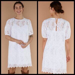 💕Samsøe Samsøe💕 Juni Eyelet Lace Shift Dress ~ Bright White Medium